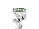 White gold Fancy Green Pear  Diamond Floral Vine Solitaire Engagement Ring_8