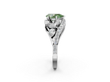 White gold Fancy Green Pear  Diamond Halo Ring with Marquise and Pavé Band in Prong Setting_81