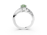 White gold Fancy Green Pear  Diamond Halo Ring with Marquise and Pavé Band in Prong Setting_82
