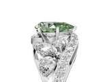 White gold Fancy Green Pear  Diamond Halo Ring with Marquise and Pavé Band in Prong Setting_84
