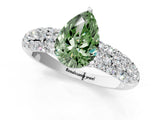 White gold Fancy Green Pear  Diamond Pavé Band Solitaire Ring with Four-Prong Setting_50