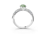 White gold Fancy Green Pear  Diamond Pavé Band Solitaire Ring with Four-Prong Setting_52