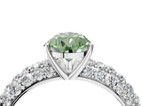 White gold Fancy Green Pear  Diamond Pavé Band Solitaire Ring with Four-Prong Setting_53