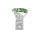 White gold Fancy Green Pear  Diamond Pavé Band Solitaire Ring with Four-Prong Setting_55