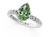 White gold Fancy Green Pear  Diamond Pavé Band Solitaire with Four-Prong Setting_195
