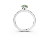 White gold Fancy Green Pear  Diamond Pavé Band Solitaire with Four-Prong Setting_197