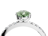 White gold Fancy Green Pear  Diamond Pavé Band Solitaire with Four-Prong Setting_198