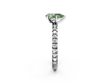 White gold Fancy Green Pear  Diamond Pavé Band Solitaire with Four-Prong Setting_199