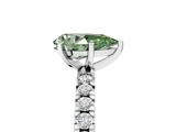 White gold Fancy Green Pear  Diamond Pavé Band Solitaire with Four-Prong Setting_201