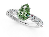 White gold Fancy Green Pear  Diamond Pavé Band Solitaire with Four-Prong Setting_4