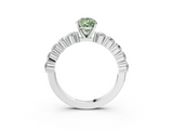 White gold Fancy Green Pear  Diamond Pavé Band Solitaire with Four-Prong Setting_6