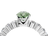 White gold Fancy Green Pear  Diamond Pavé Band Solitaire with Four-Prong Setting_7