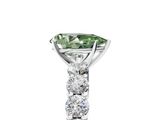 White gold Fancy Green Pear  Diamond Pavé Band Solitaire with Four-Prong Setting_8