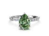 White gold Fancy Green Pear  Diamond Pavé Band with Six-Prong Setting_47