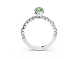 White gold Fancy Green Pear  Diamond Prong Set Engagement Ring with Pave Band_236