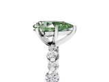 White gold Fancy Green Pear  Diamond Prong Set Engagement Ring with Pave Band_238