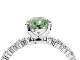 White gold Fancy Green Pear  Diamond Prong Set Engagement Ring with Pave Band_245