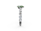 White gold Fancy Green Pear  Diamond Prong Setting with Side Stones on a Pave Band_121