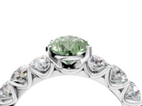 White gold Fancy Green Pear  Diamond Prong Setting with Side Stones on a Pave Band_123