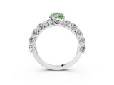 White gold Fancy Green Pear  Diamond Prong Setting with Side Stones on a Pave Band_128