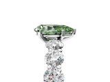 White gold Fancy Green Pear  Diamond Prong Setting with Side Stones on a Pave Band_130