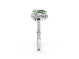 White gold Fancy Green Pear  Diamond Solitaire Ring with Shared Prong Pavé Band_15