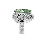 White gold Fancy Green Pear  Diamond Solitaire Ring with Shared Prong Pavé Band_18