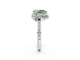 White gold Fancy Green Pear  Diamond Solitaire Ring with Shared Prong Pavé Band_68