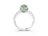 White gold Fancy Green Pear  Diamond Solitaire Ring with Shared Prong Pavé Band_69
