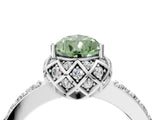 White gold Fancy Green Pear  Diamond Solitaire Ring with Shared Prong Pavé Band_70