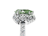 White gold Fancy Green Pear  Diamond Solitaire Ring with Shared Prong Pavé Band_71