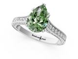 White gold Fancy Green Pear  Diamond Solitaire with Pave Band and Six-Prong Setting_21
