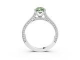 White gold Fancy Green Pear  Diamond Solitaire with Pave Band and Six-Prong Setting_23