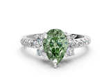 White gold Fancy Green Pear  Diamond Three-Stone Pave Band with Four-Prong Setting_20