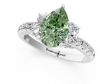 White gold Fancy Green Pear  Diamond Three-Stone Pave Band with Four-Prong Setting_20