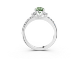 White gold Fancy Green Pear  Diamond Three-Stone Pave Band with Four-Prong Setting_22