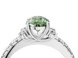 White gold Fancy Green Pear  Diamond Three-Stone Pave Band with Four-Prong Setting_23