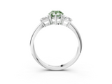 White gold Fancy Green Pear  Diamond Three-Stone Ring with Trapezoid Side Stones and Prong Setting_20