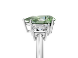 White gold Fancy Green Pear  Diamond Three-Stone Ring with Trapezoid Side Stones and Prong Setting_22