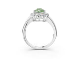 White gold Fancy Green Pear  Halo Cluster Diamond Engagement Ring with Prong Setting and Polished Band_23