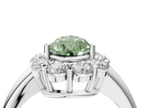White gold Fancy Green Pear  Halo Cluster Diamond Engagement Ring with Prong Setting and Polished Band_24