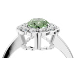 White gold Fancy Green Pear  Halo Cluster Diamond Engagement Ring with Solitaire Band and Prong Setting_86