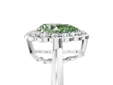White gold Fancy Green Pear  Halo Cluster Diamond Engagement Ring with Solitaire Band and Prong Setting_87