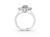 White gold Fancy Green Pear  Halo Diamond Cluster Engagement Ring with Milgrain Bezel Setting and Solitaire Band_73