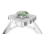 White gold Fancy Green Pear  Halo Diamond Cluster Engagement Ring with Milgrain Bezel Setting and Solitaire Band_74