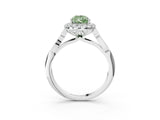 White gold Fancy Green Pear  Halo Diamond Engagement Ring with Filigree Band and Four-Prong Setting_108