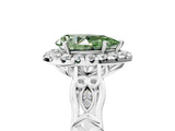 White gold Fancy Green Pear  Halo Diamond Engagement Ring with Filigree Band and Four-Prong Setting_110