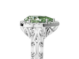White gold Fancy Green Pear  Halo Diamond Engagement Ring with Intricate Filigree Band and Four-Prong Setting_59