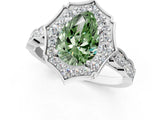 White gold Fancy Green Pear  Halo Diamond Engagement Ring with Milgrain Band and Four-Prong Setting_85