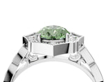 White gold Fancy Green Pear  Halo Diamond Engagement Ring with Milgrain Band and Four-Prong Setting_87